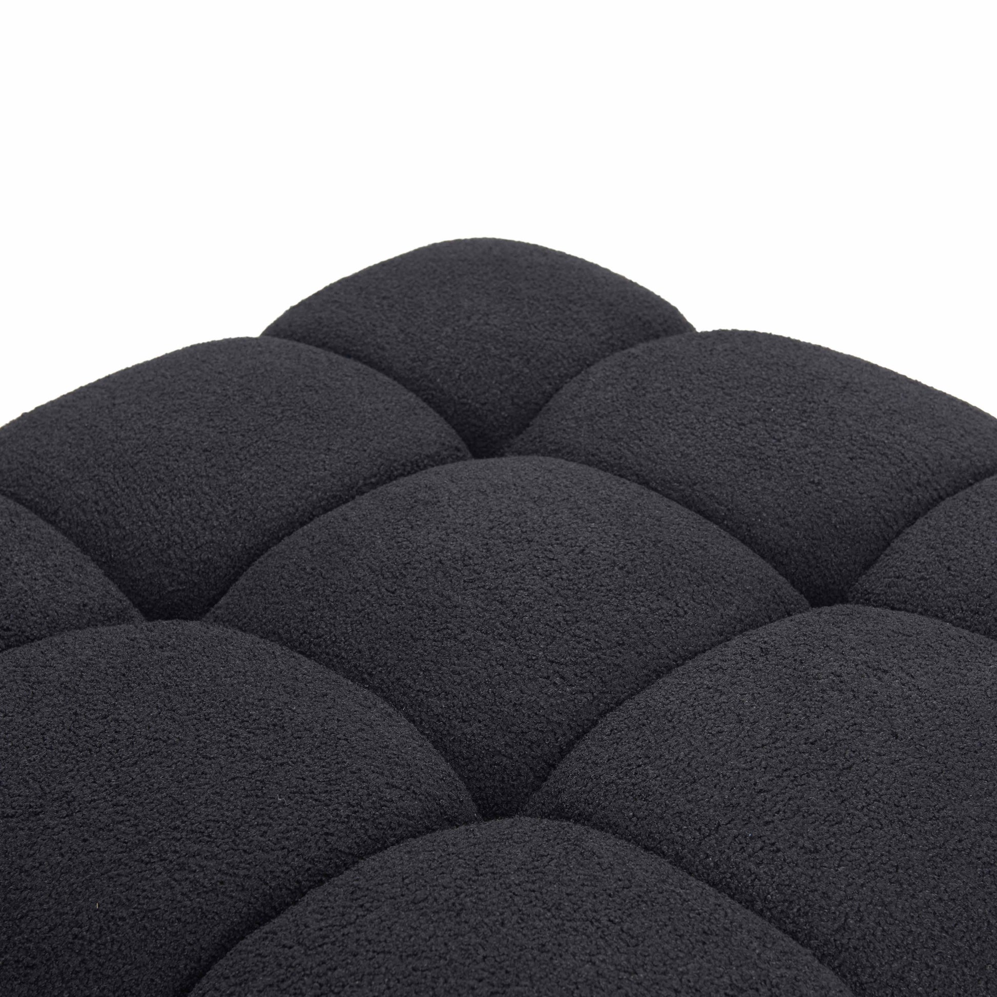 Calliope Performance Vegan Shearling Modular Ottoman - Black - Image 4