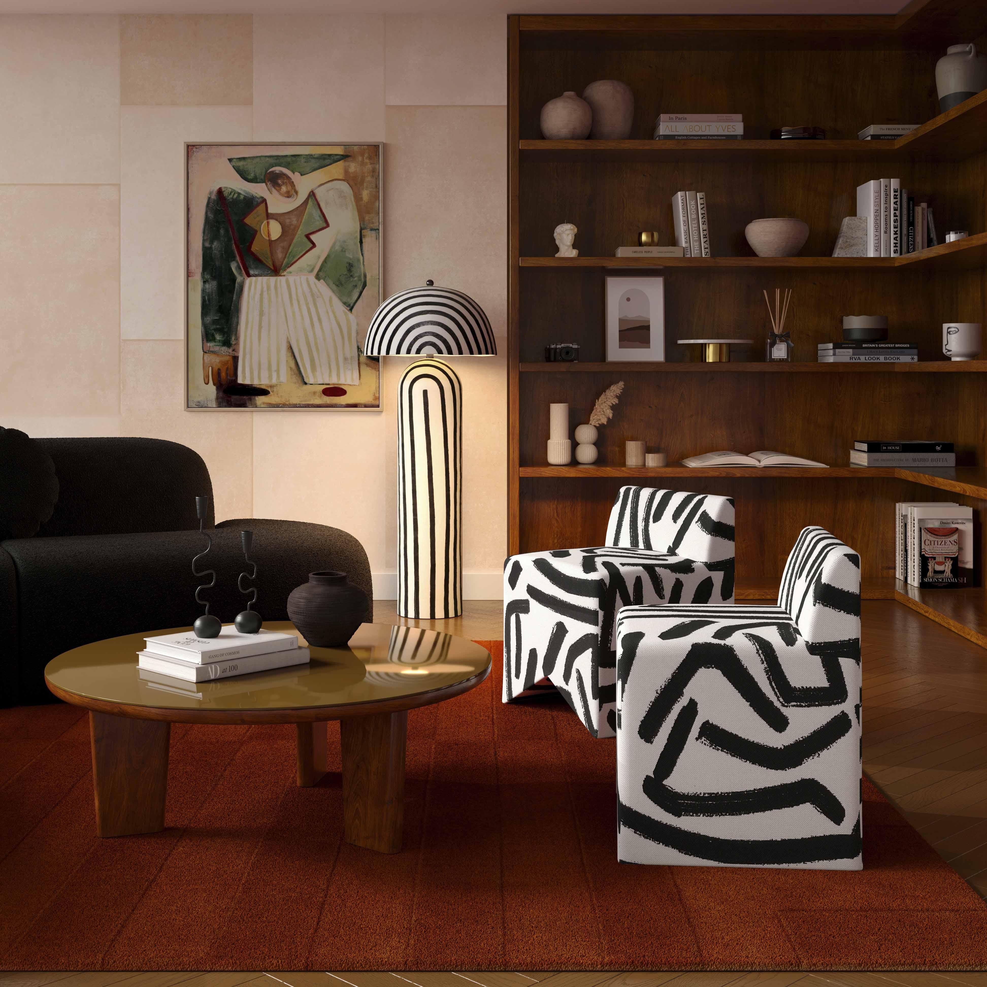 Pippa Black Brushstroke Print Contract Grade Accent Stool | TOV