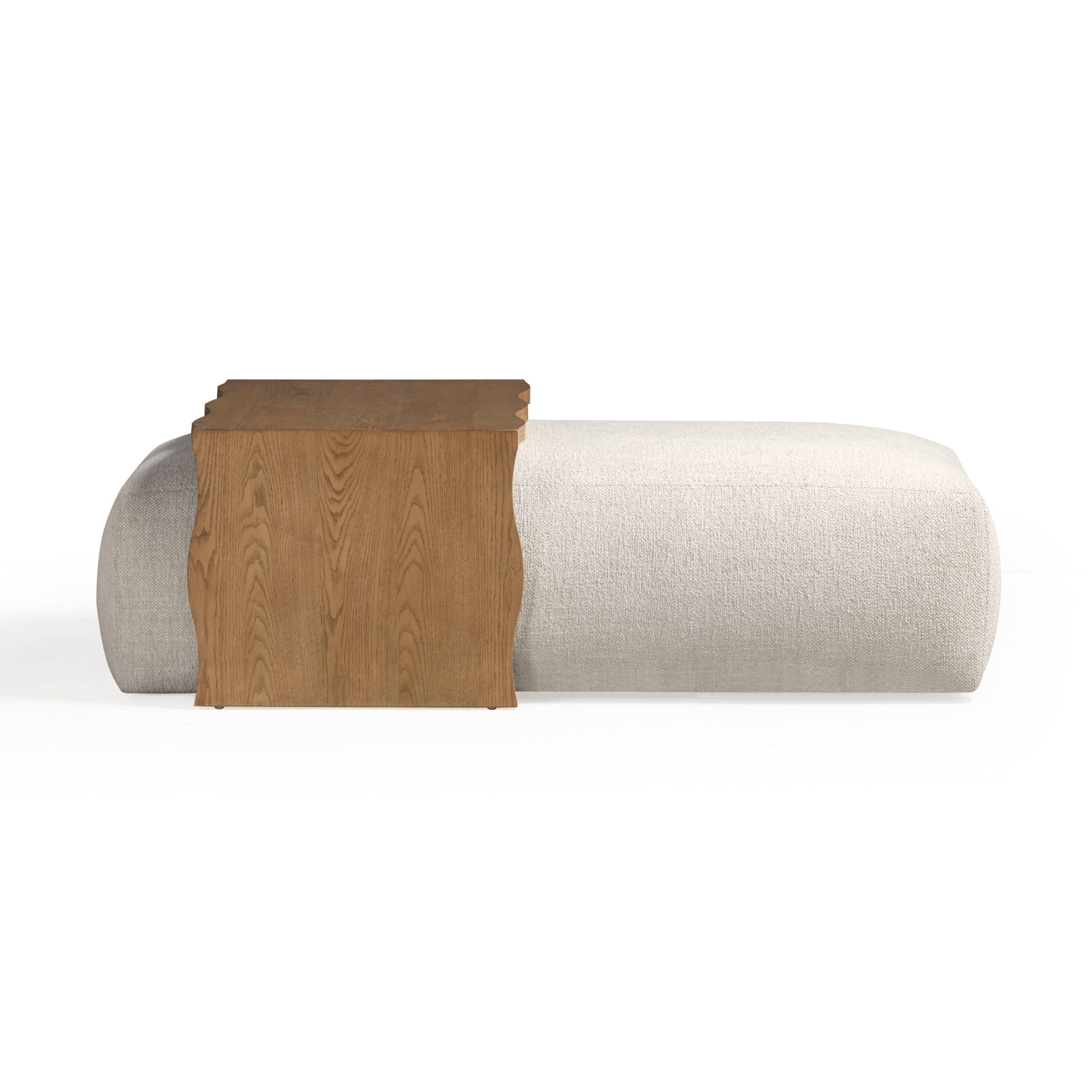 Spencer 54" Performance Basketweave Ottoman with Bridge Table - Cream - Image 3