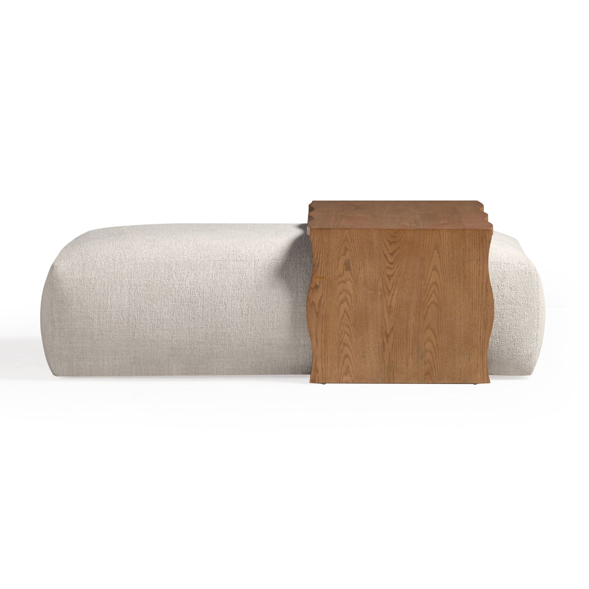 Spencer 54" Performance Basketweave Ottoman with Bridge Table - Cream - Image 4