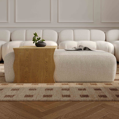 Spencer 54" Performance Basketweave Ottoman with Bridge Table - Cream - Image 1
