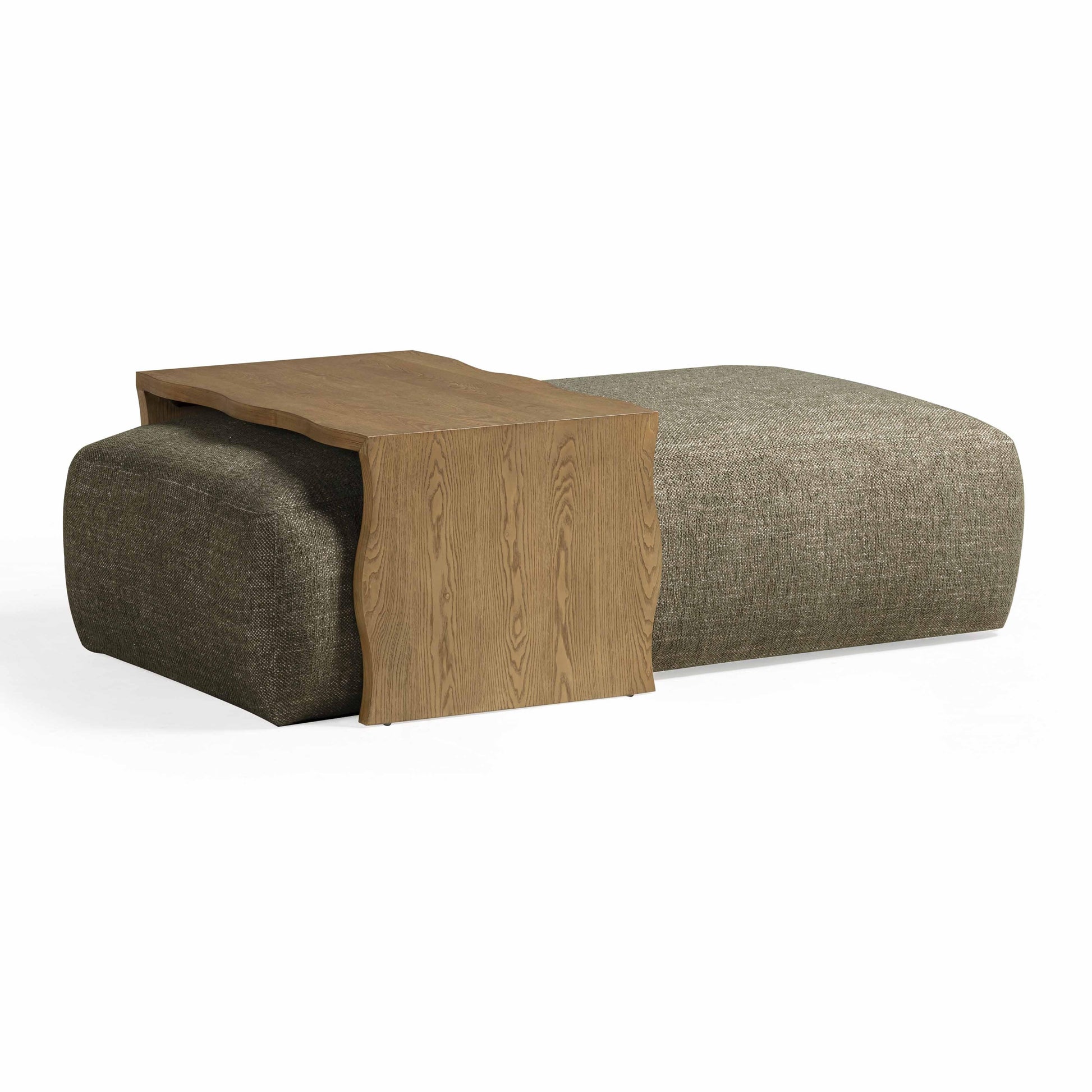 Spencer 54" Performance Basketweave Ottoman with Bridge Table - Green - Image 3