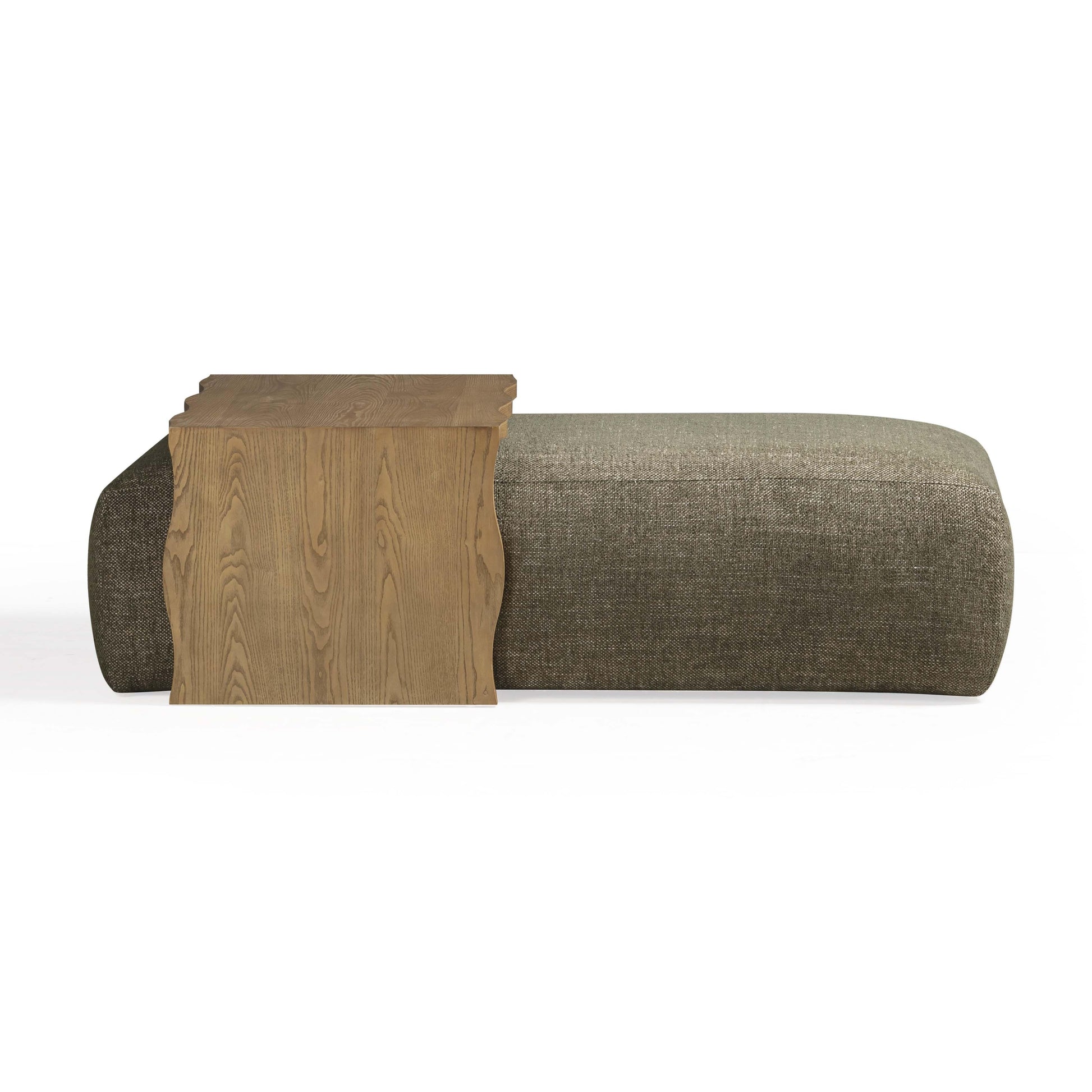 Spencer 54" Performance Basketweave Ottoman with Bridge Table - Green - Image 1