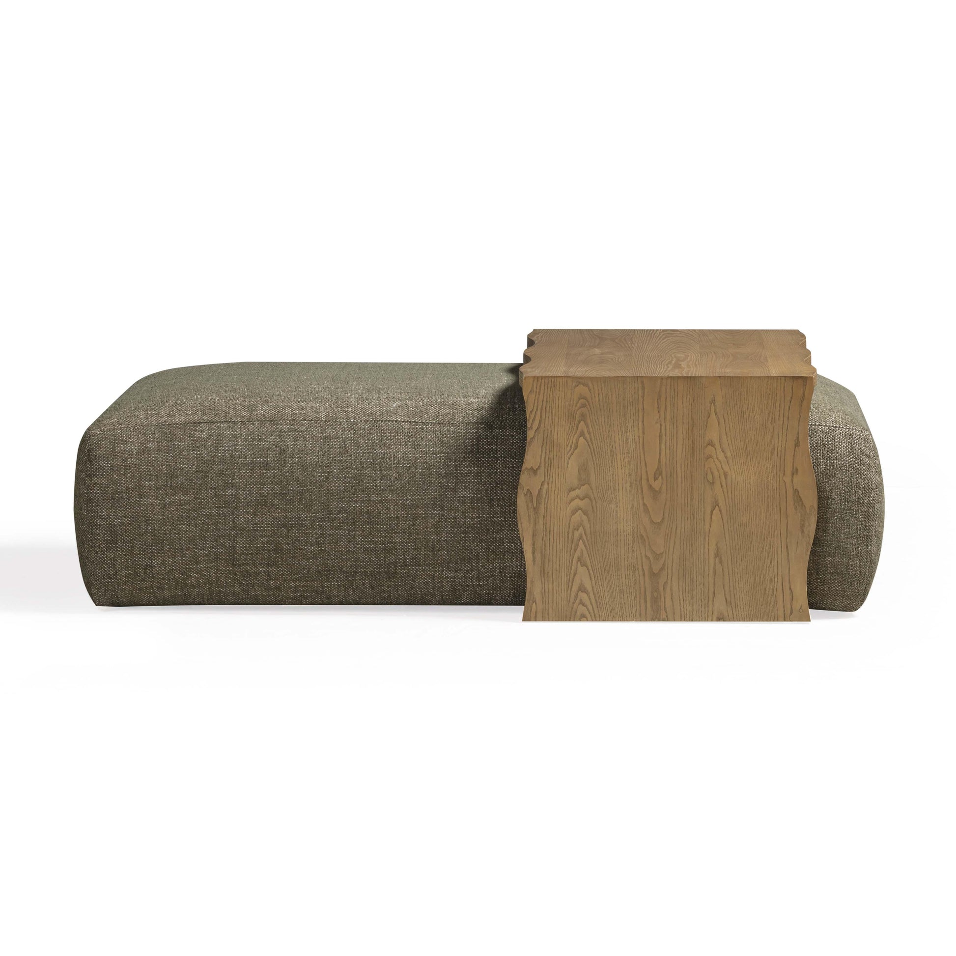 Spencer 54" Performance Basketweave Ottoman with Bridge Table - Green - Image 4