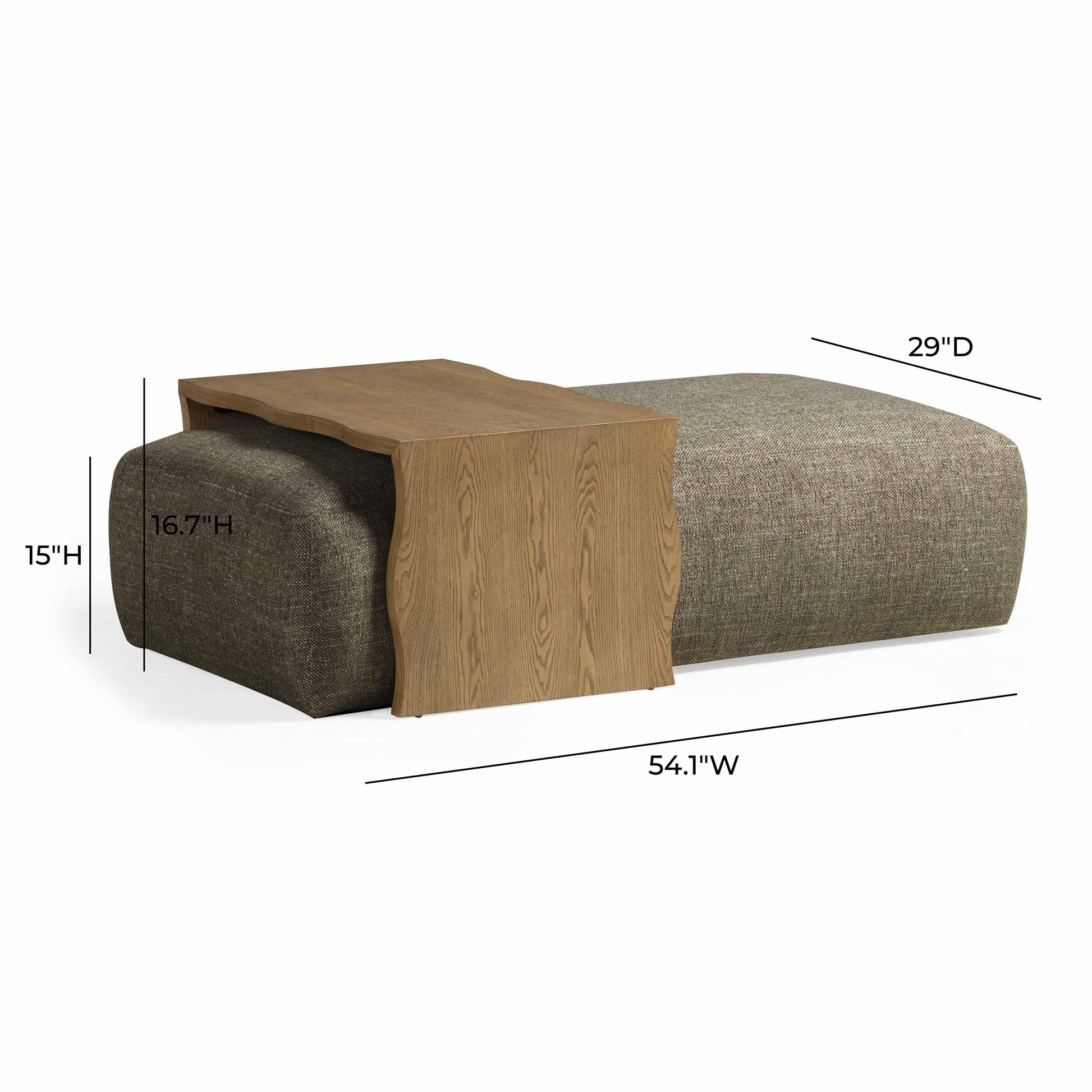 Spencer 54" Performance Basketweave Ottoman with Bridge Table - Green - Image 5