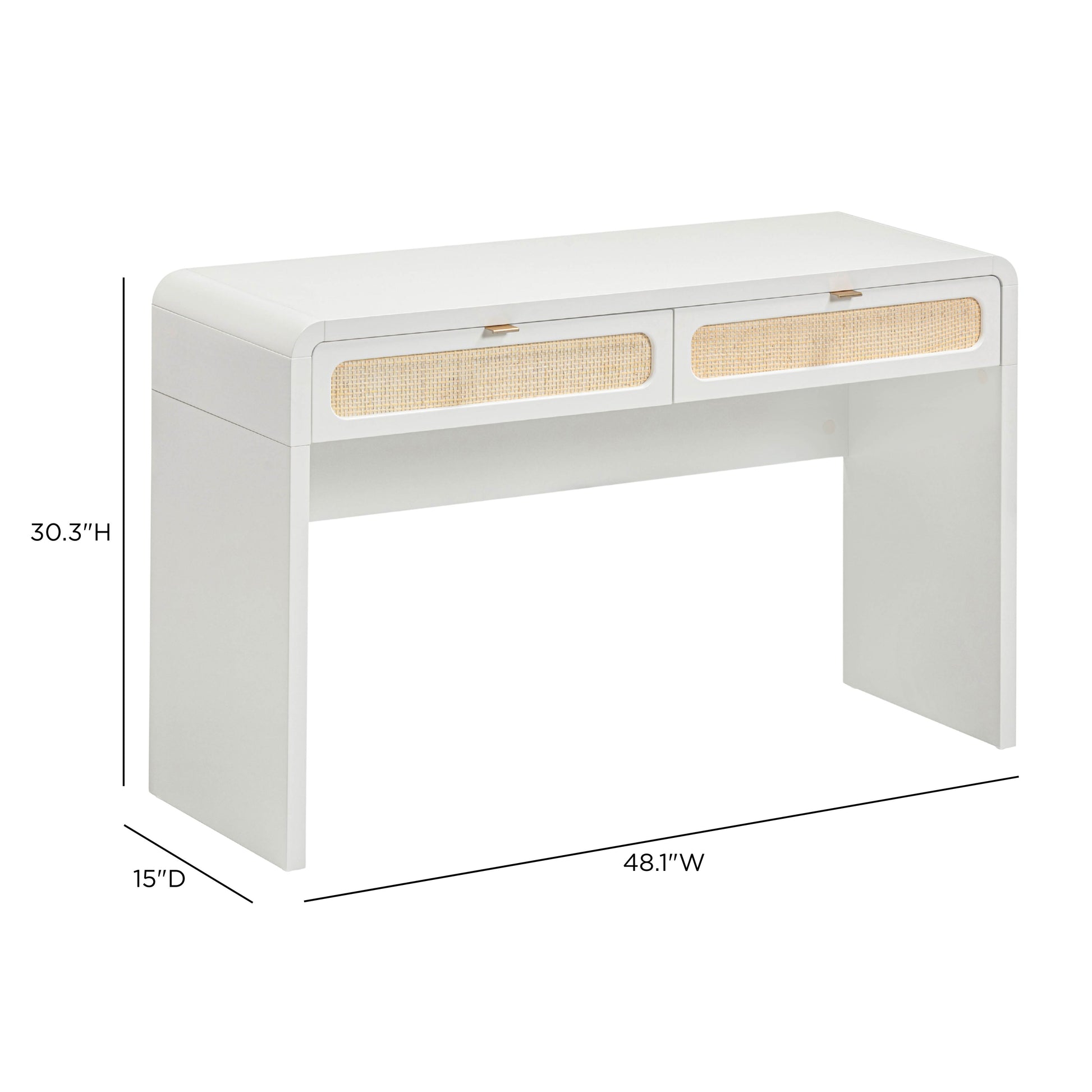 Patty 48" Rattan 2-Drawer Console Desk - White - Image 10