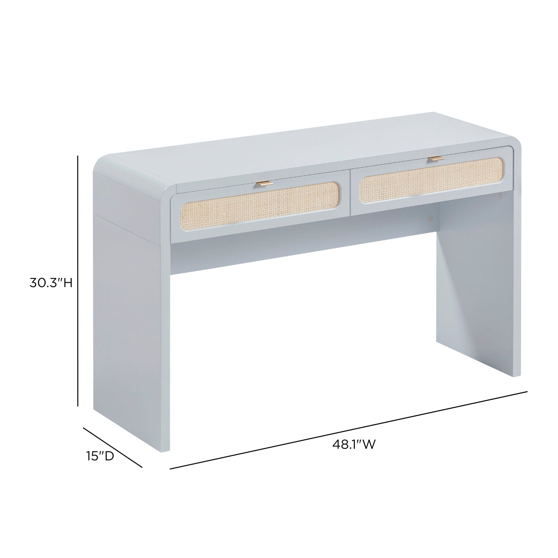 Patty 48" Rattan 2-Drawer Console Desk - Blue - Image 9