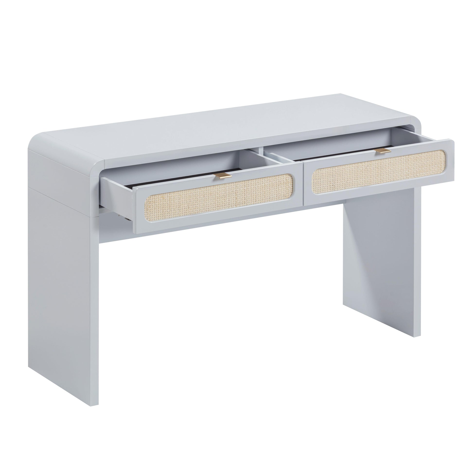 Patty 48" Rattan 2-Drawer Console Desk - Blue - Image 4