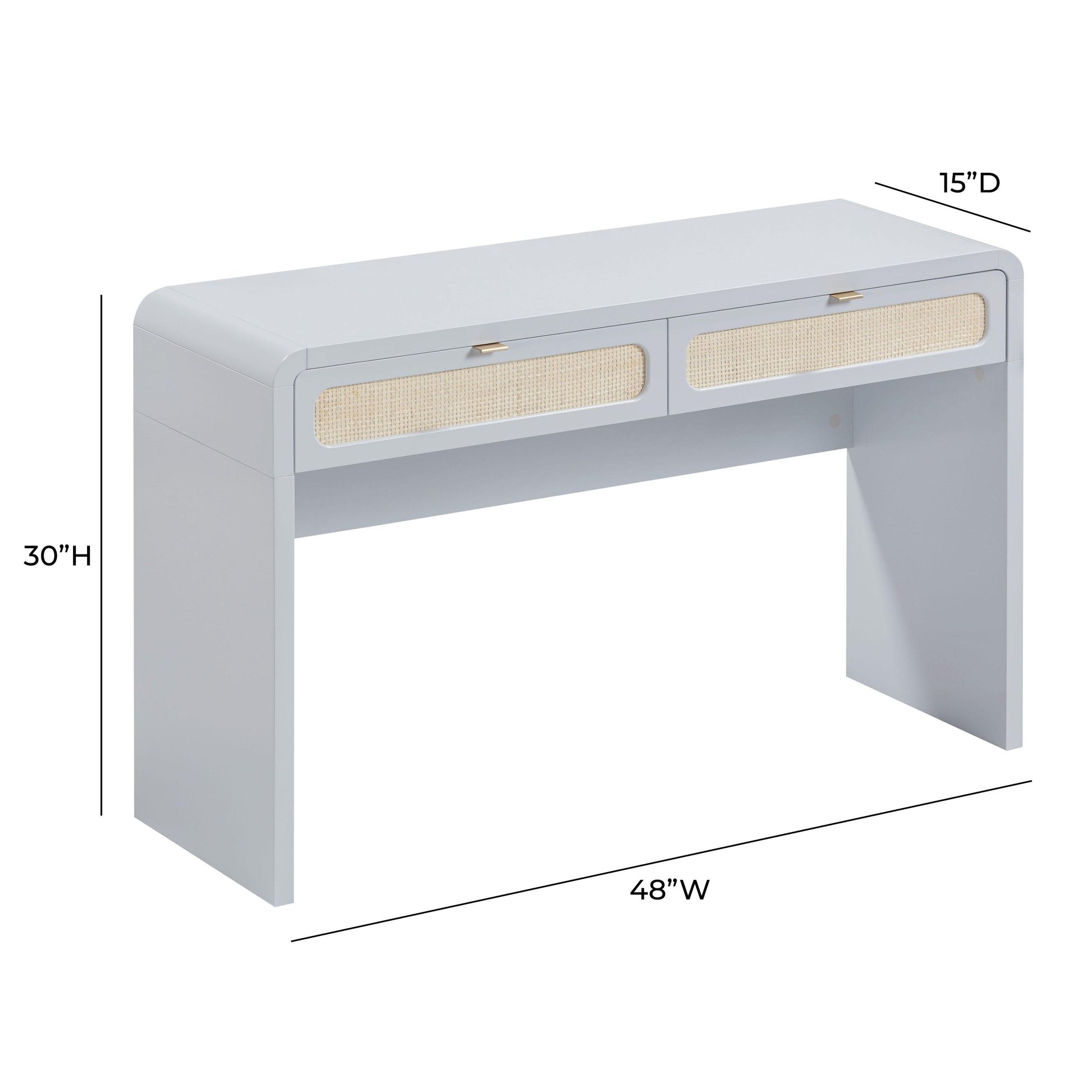 Patty 48" Rattan 2-Drawer Console Desk - Blue - Image 5