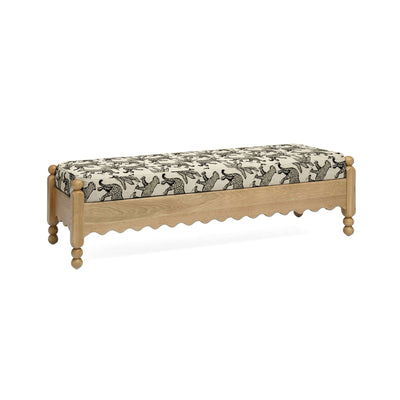 Thelma 56" Leopard Performance Jacquard Fabric Bench - Image 1