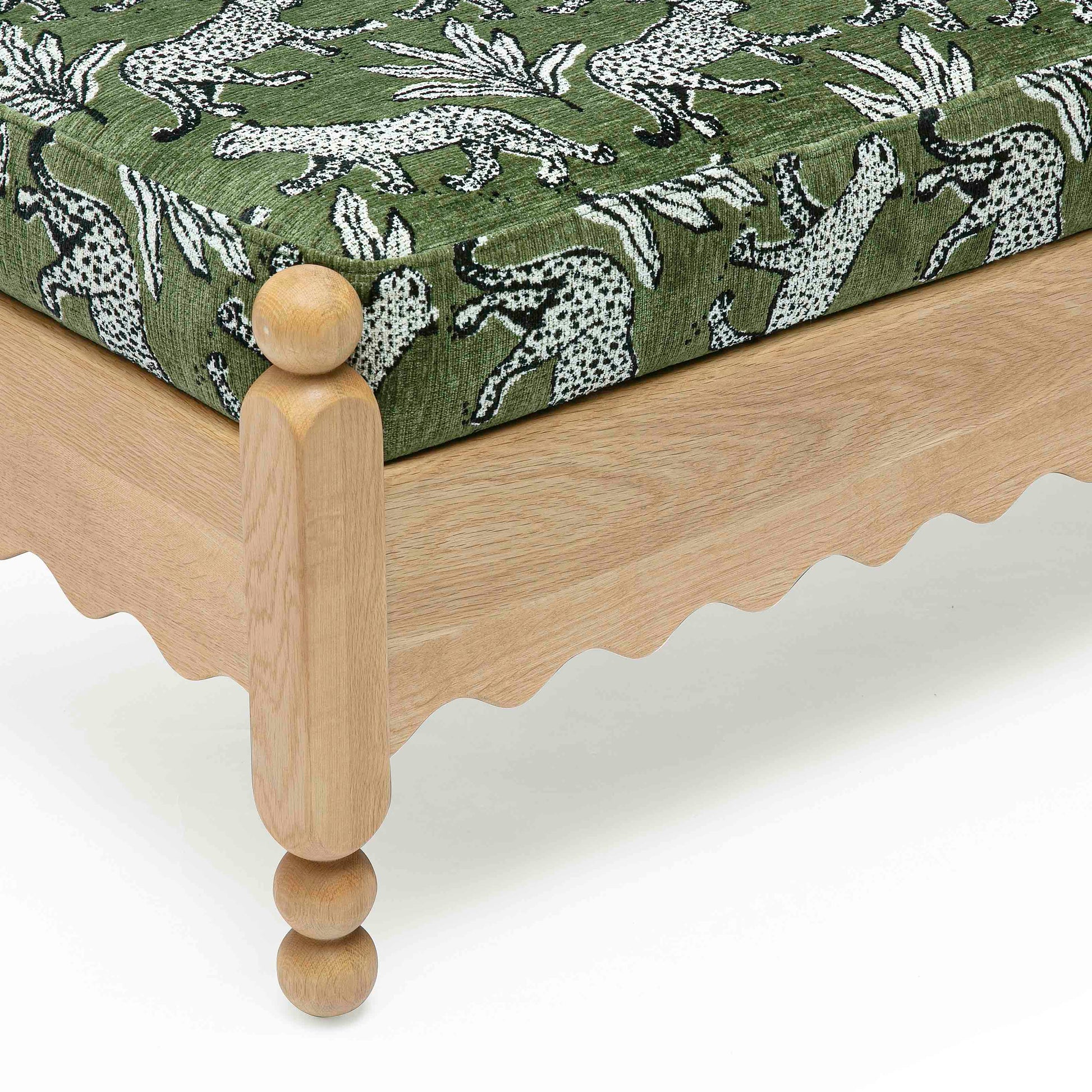 Thelma 56" Leopard Performance Jacquard Fabric Bench - Olive Green - Image 5