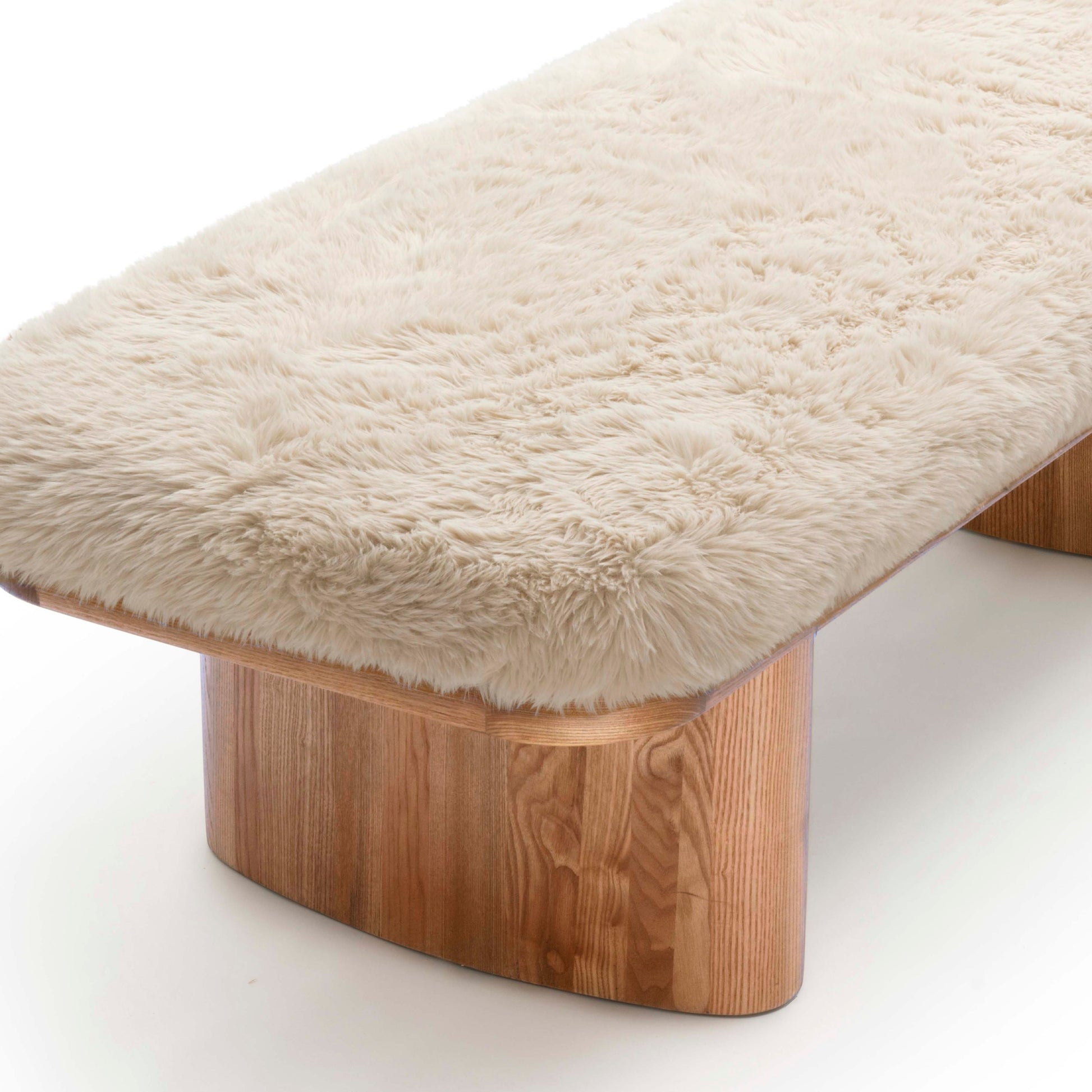 Ollie 56.5" Contract-Grade Straight Vegan Shearling Large Bench - Natural - Image 5