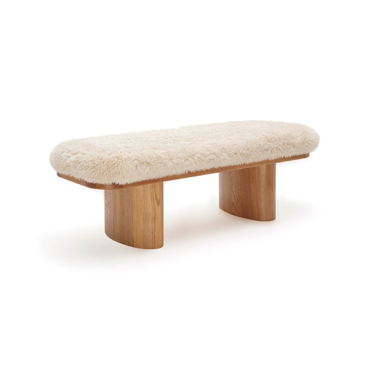 Ollie 48" Contract-Grade Straight Vegan Shearling Bench - Image 1