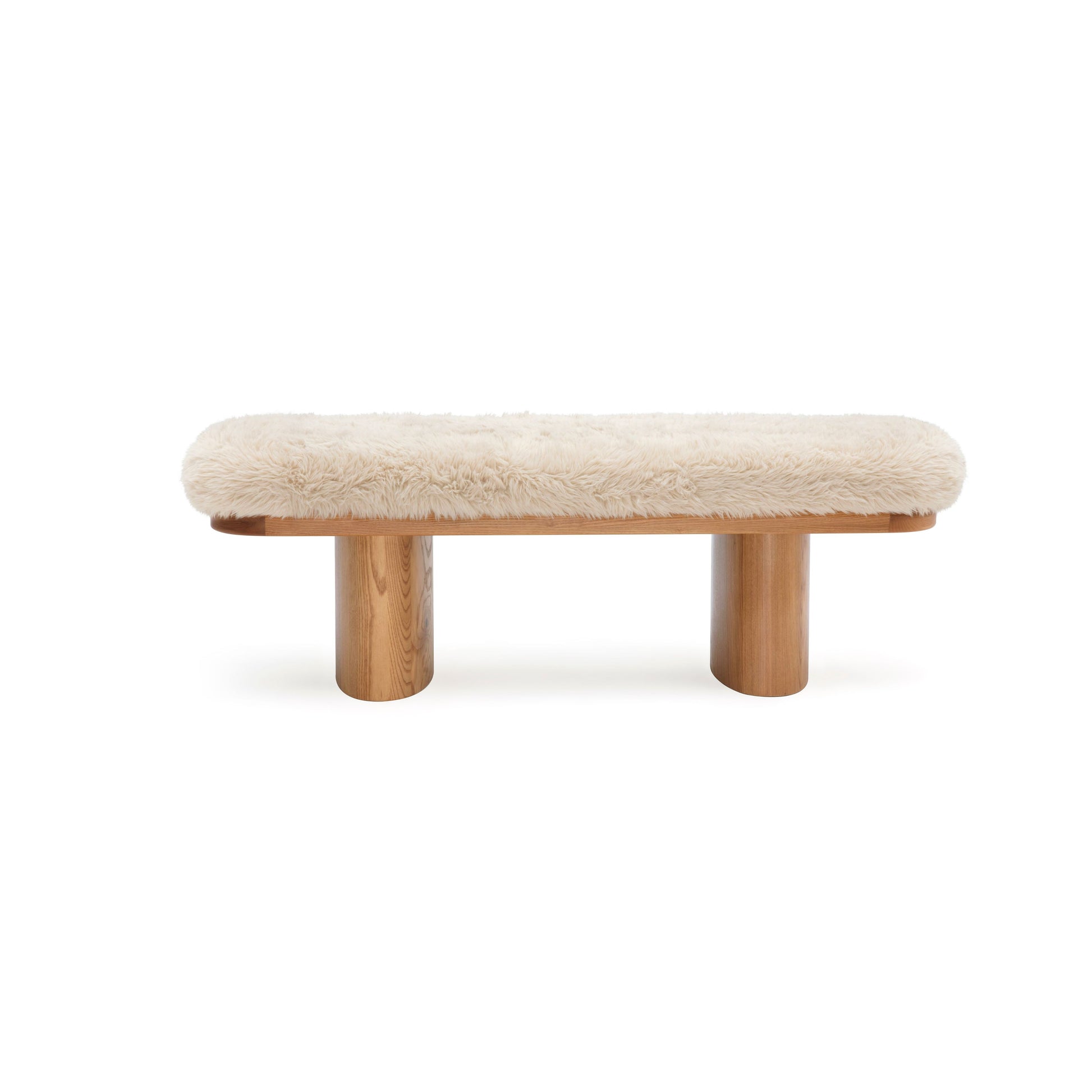 Ollie 48" Contract-Grade Straight Vegan Shearling Bench - Natural - Image 3