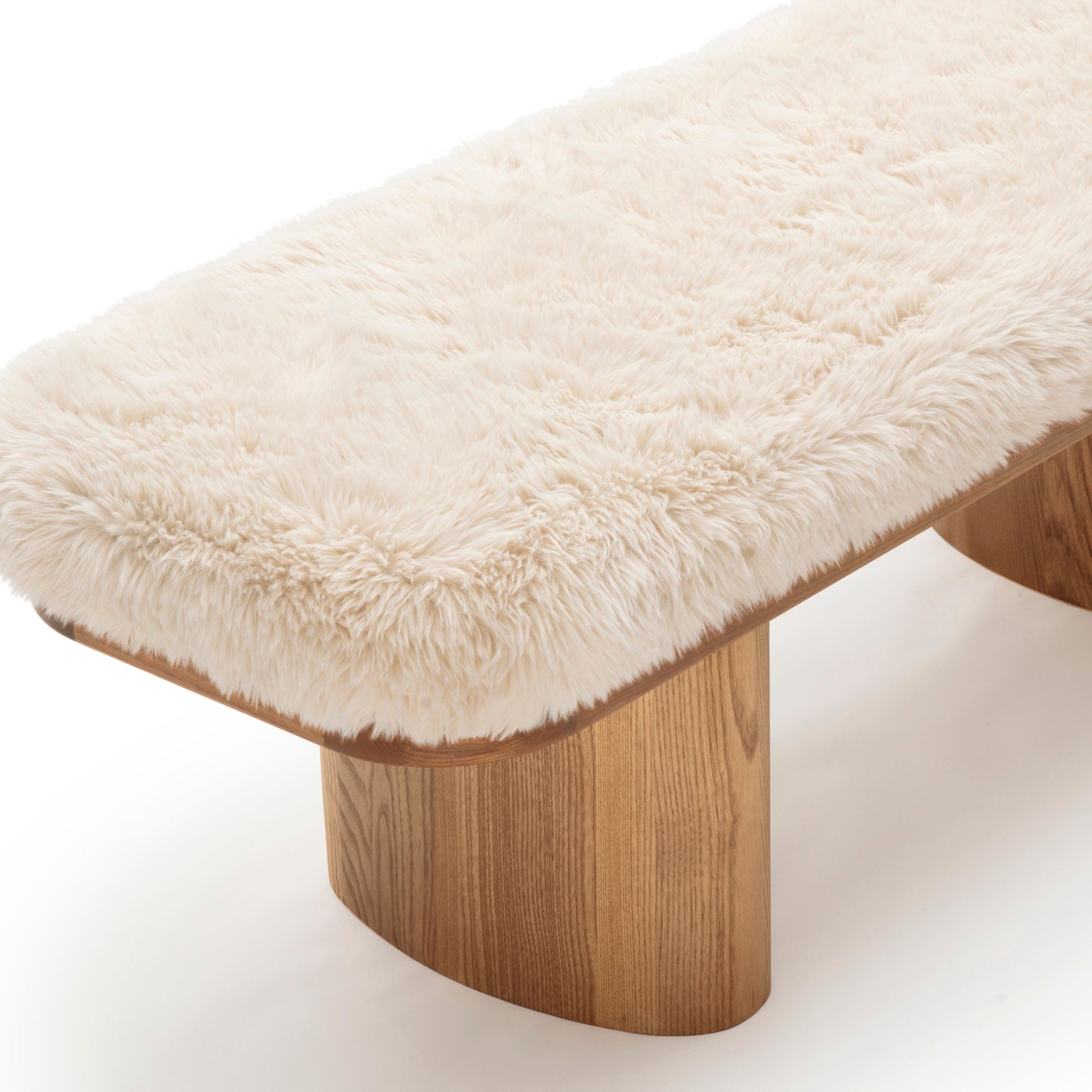 Ollie 48" Contract-Grade Straight Vegan Shearling Bench - Natural - Image 5
