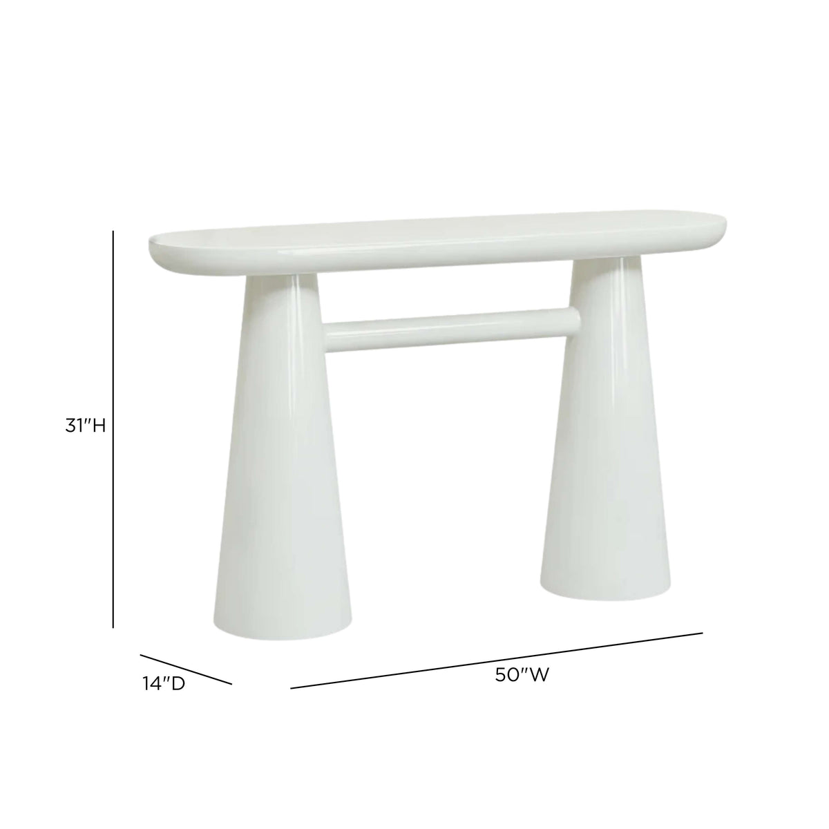 Baila 50" Glossy Lacquer Console Table - Cream - Image 9