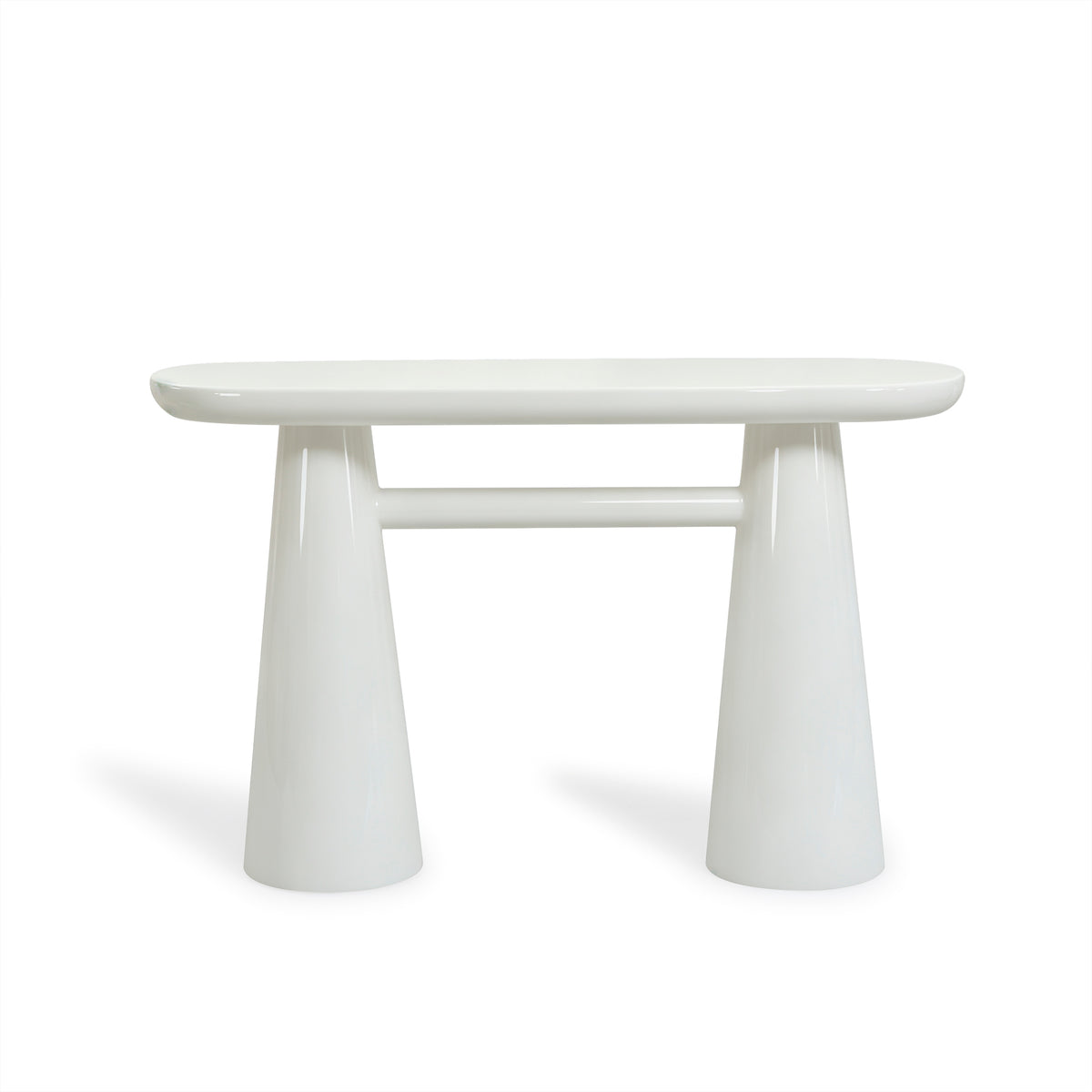 Baila 50" Glossy Lacquer Console Table - Cream - Image 1