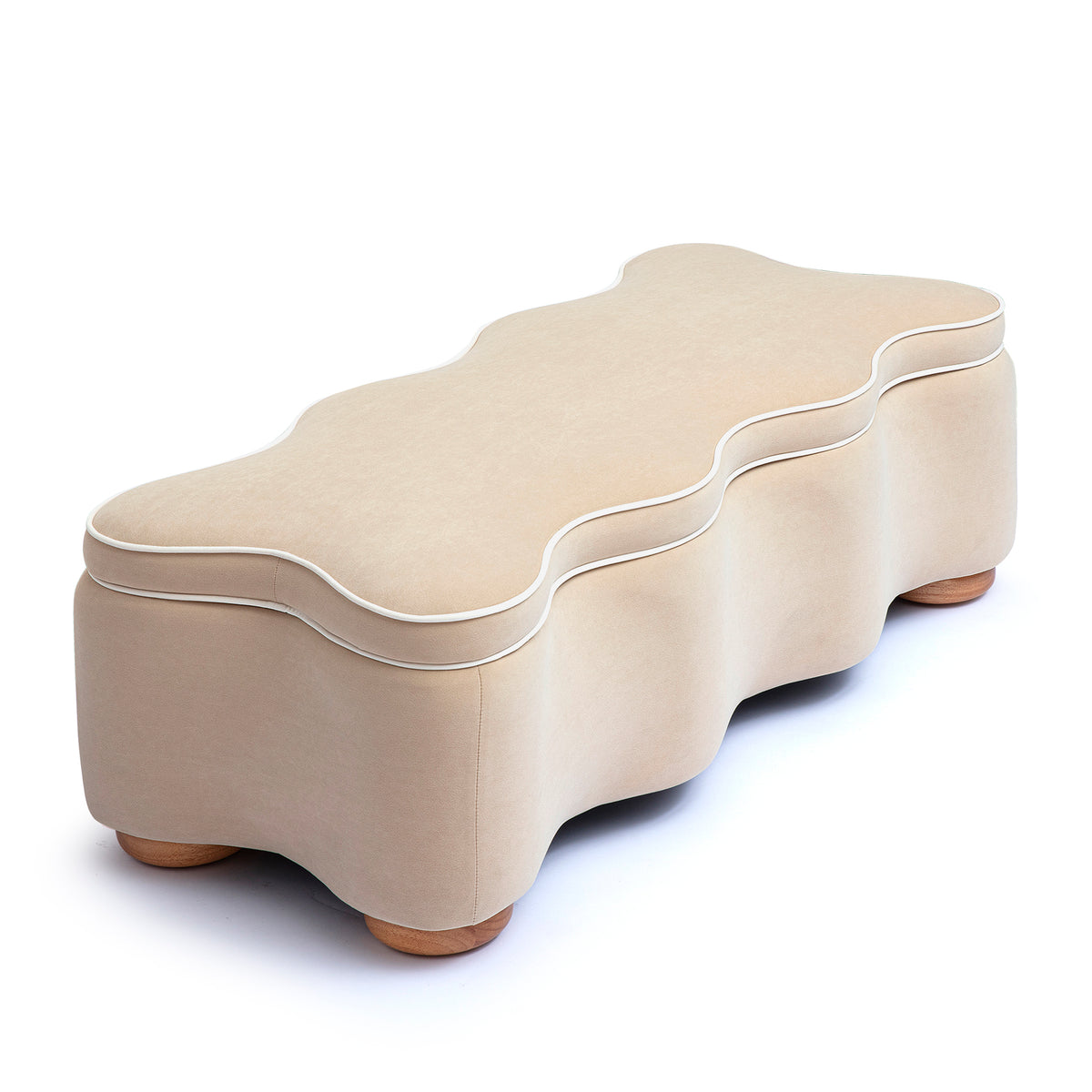 Thalia 48.5" Performance Velvet Storage Bench - Tan - Image 3