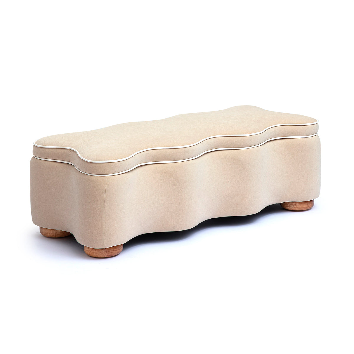 Thalia 48.5" Performance Velvet Storage Bench - Tan - Image 1