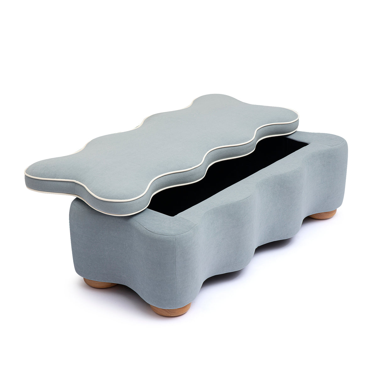 Thalia 48.5" Performance Velvet Storage Bench - Blue - Image 8
