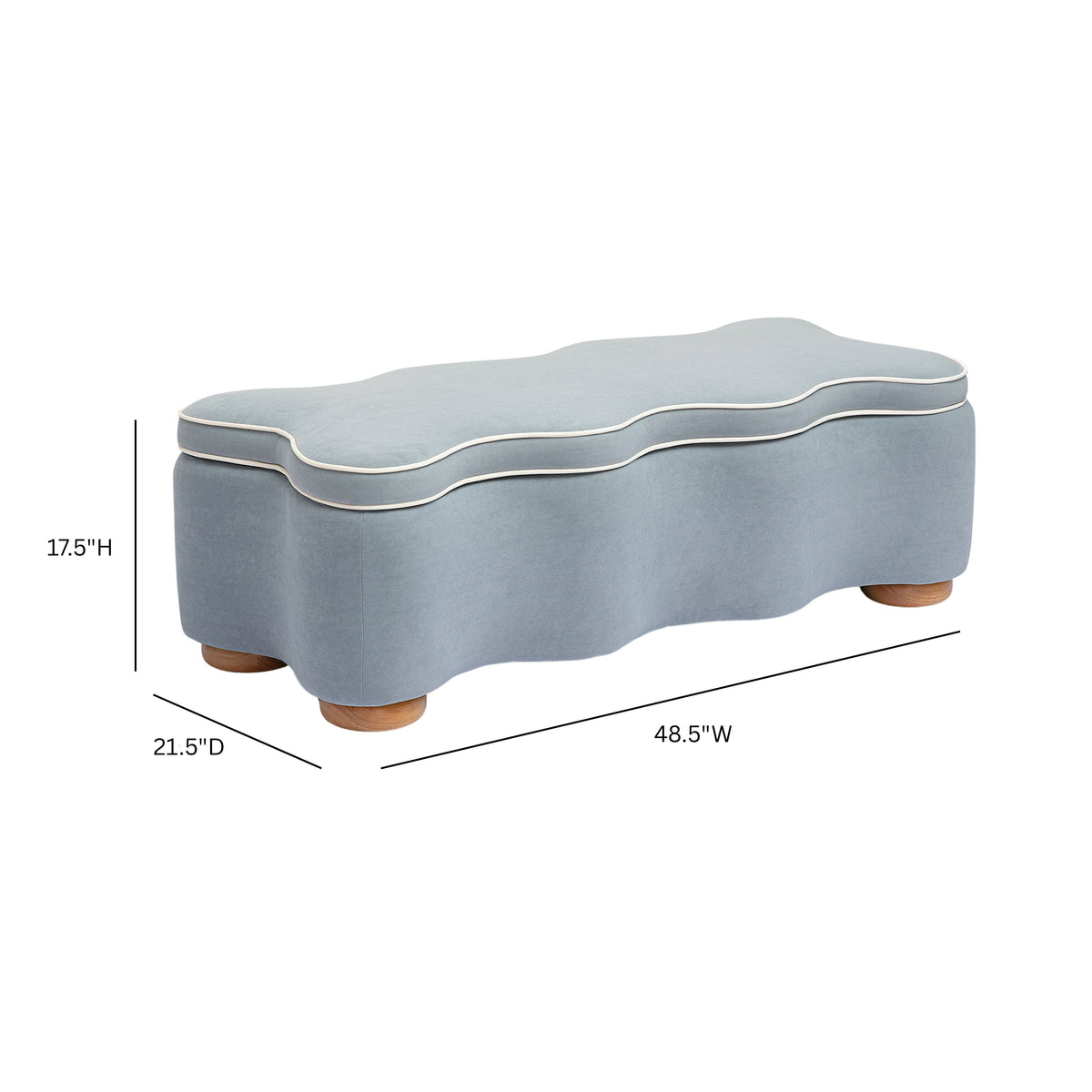 Thalia 48.5" Performance Velvet Storage Bench - Blue - Image 9