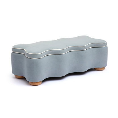 Thalia 48.5" Performance Velvet Storage Bench - Blue - Image 2