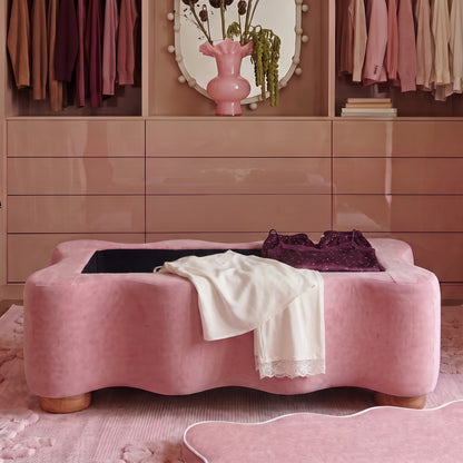 Thalia 48.5" Performance Velvet Storage Bench - Pink - Image 1