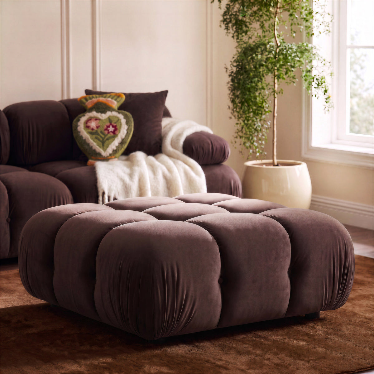 Calliope Performance Modular Ottoman - Dark Brown - Image 3