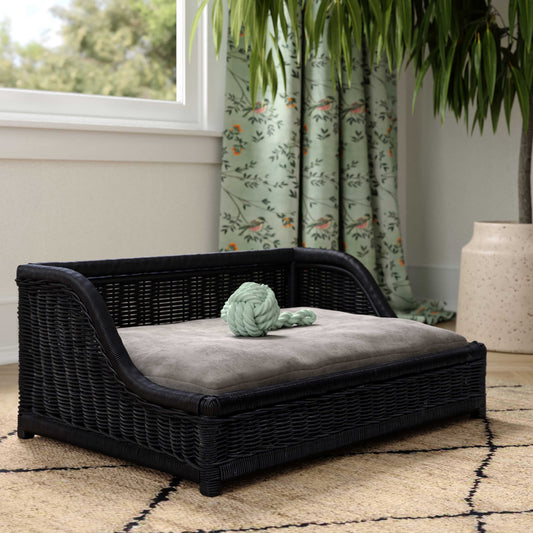Poppy Black Rattan Small Pet Bed - Image 2
