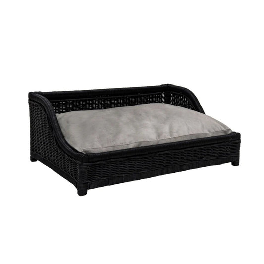 Poppy Black Rattan Small Pet Bed - Image 1