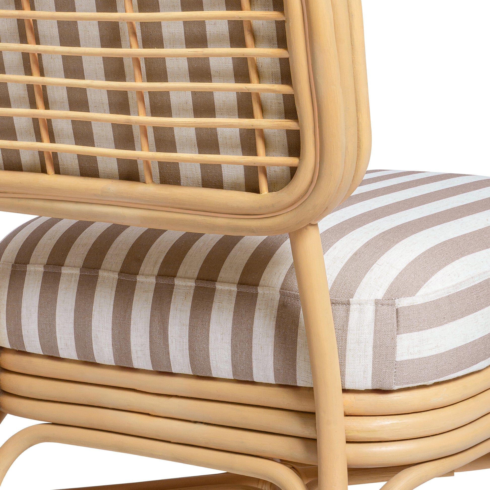 Dorine Striped Performance Linen & Rattan Accent Chair - Khaki - Image 5