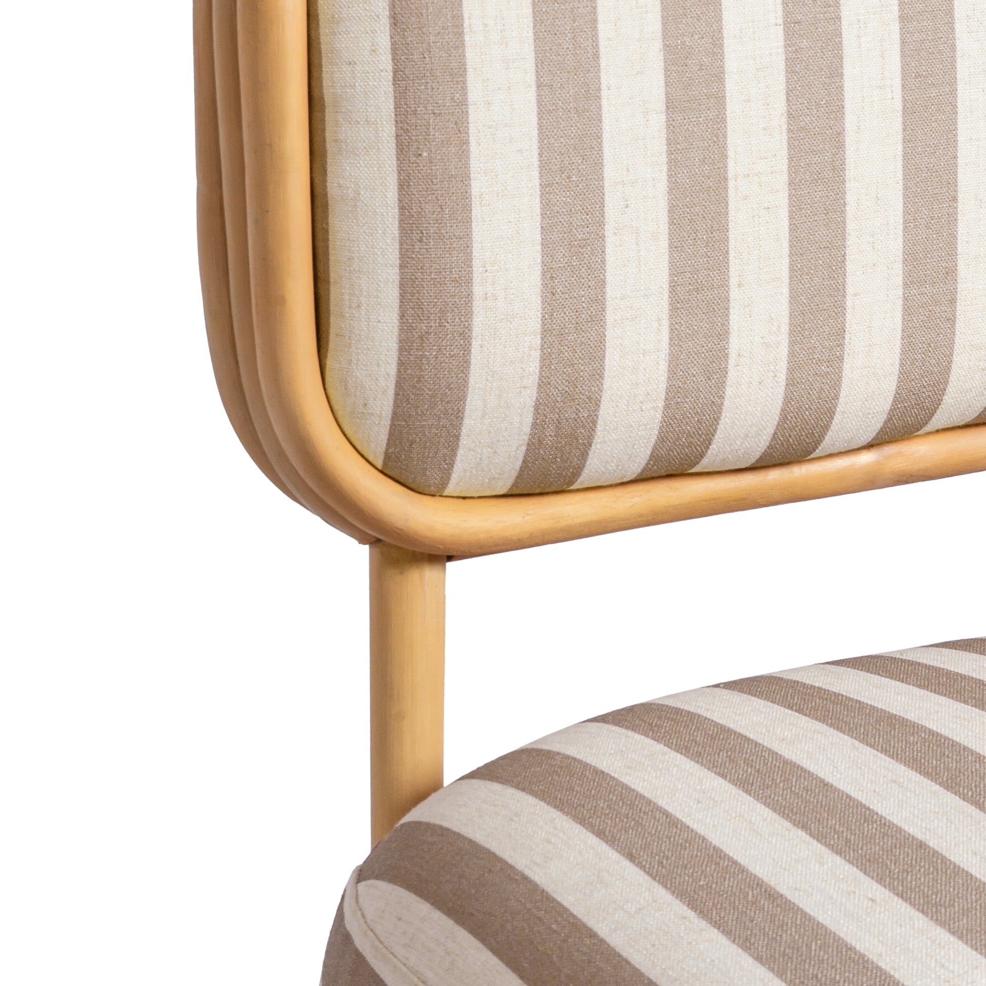Dorine Striped Performance Linen & Rattan Accent Chair - Khaki - Image 6