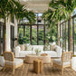 Dorine Striped Performance Linen & Rattan Accent Chair - Khaki - Image 2