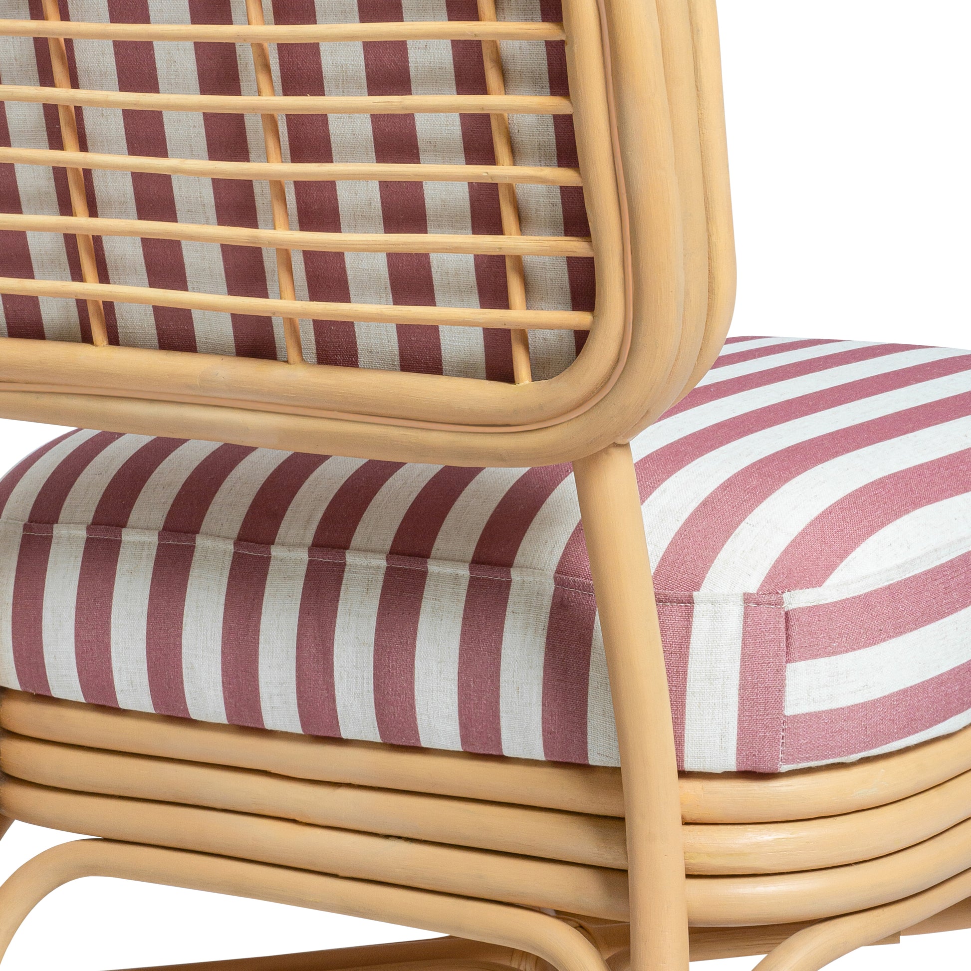 Dorine Striped Performance Linen & Rattan Accent Chair - Cherry - Image 5