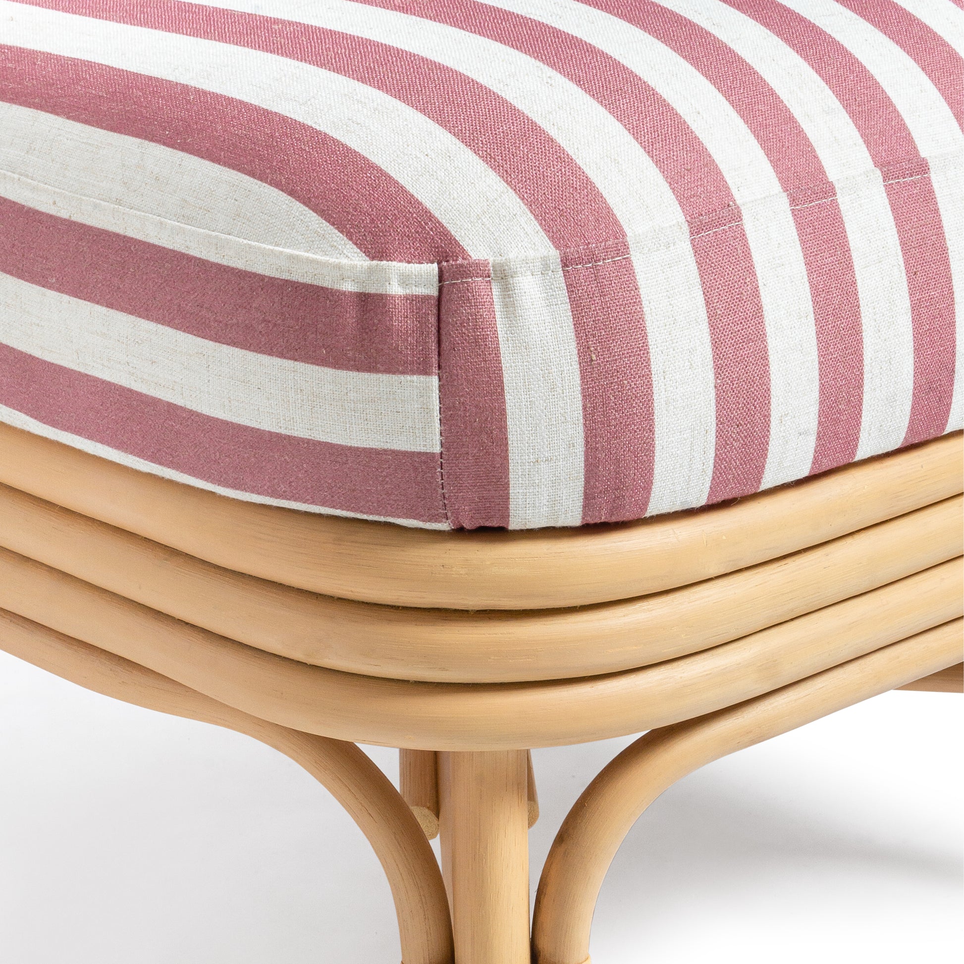 Dorine Striped Performance Linen & Rattan Accent Chair - Cherry - Image 6