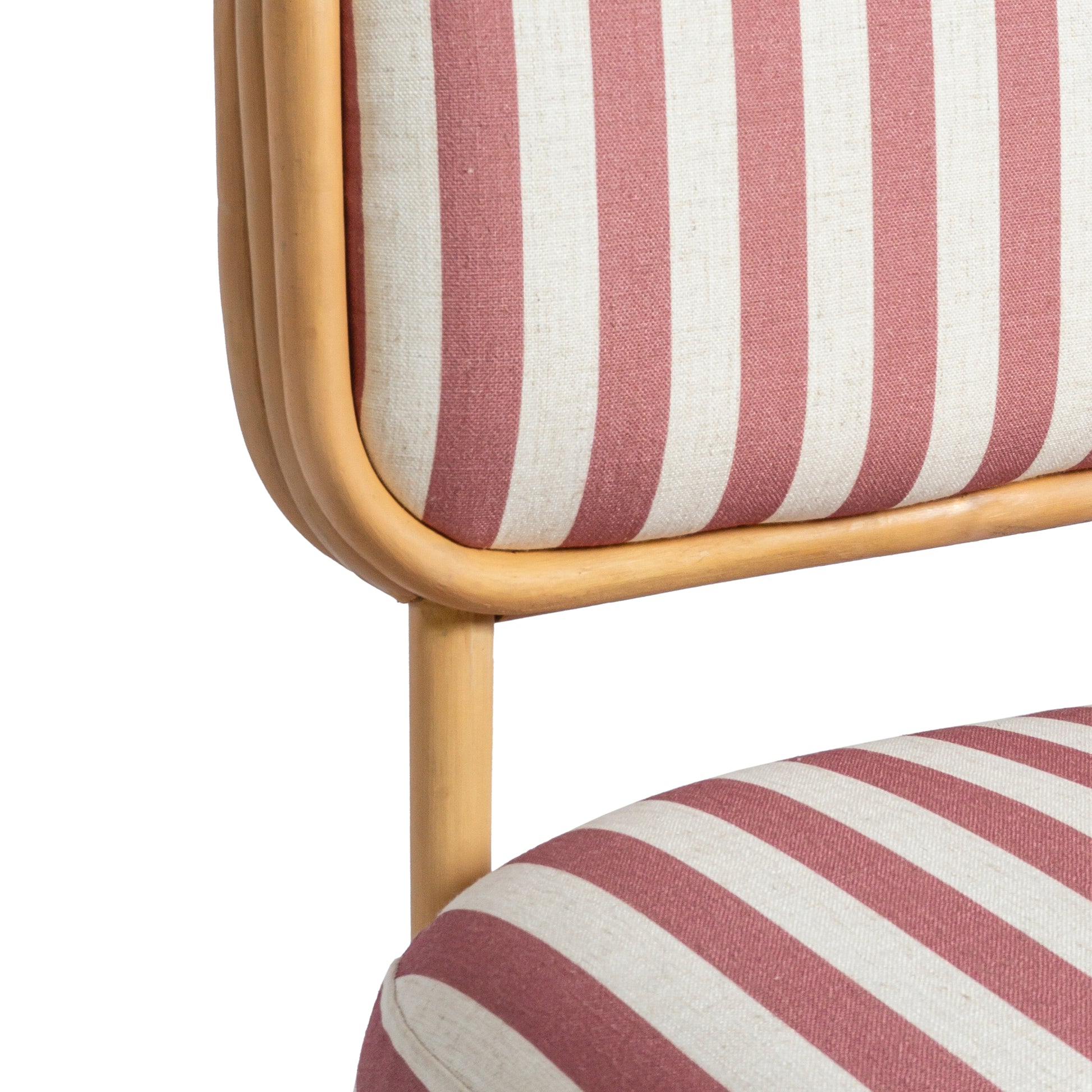 Dorine Striped Performance Linen & Rattan Accent Chair - Cherry - Image 7