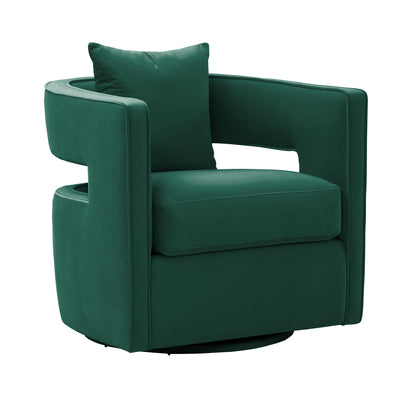 Kennedy Performance Velvet Swivel Accent Chair - Forest Green - Image 1