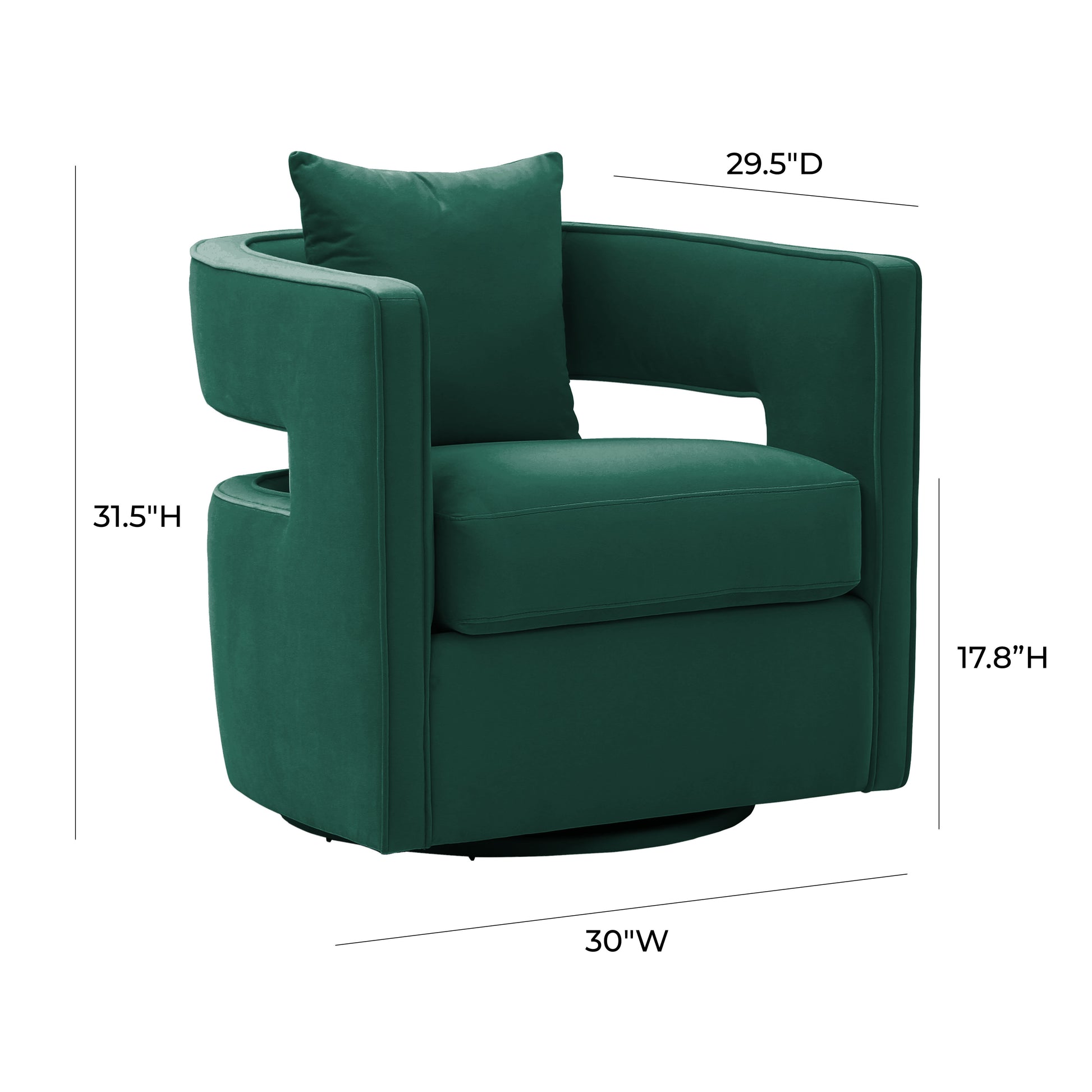 Kennedy Performance Velvet Swivel Accent Chair - Forest Green - Image 6