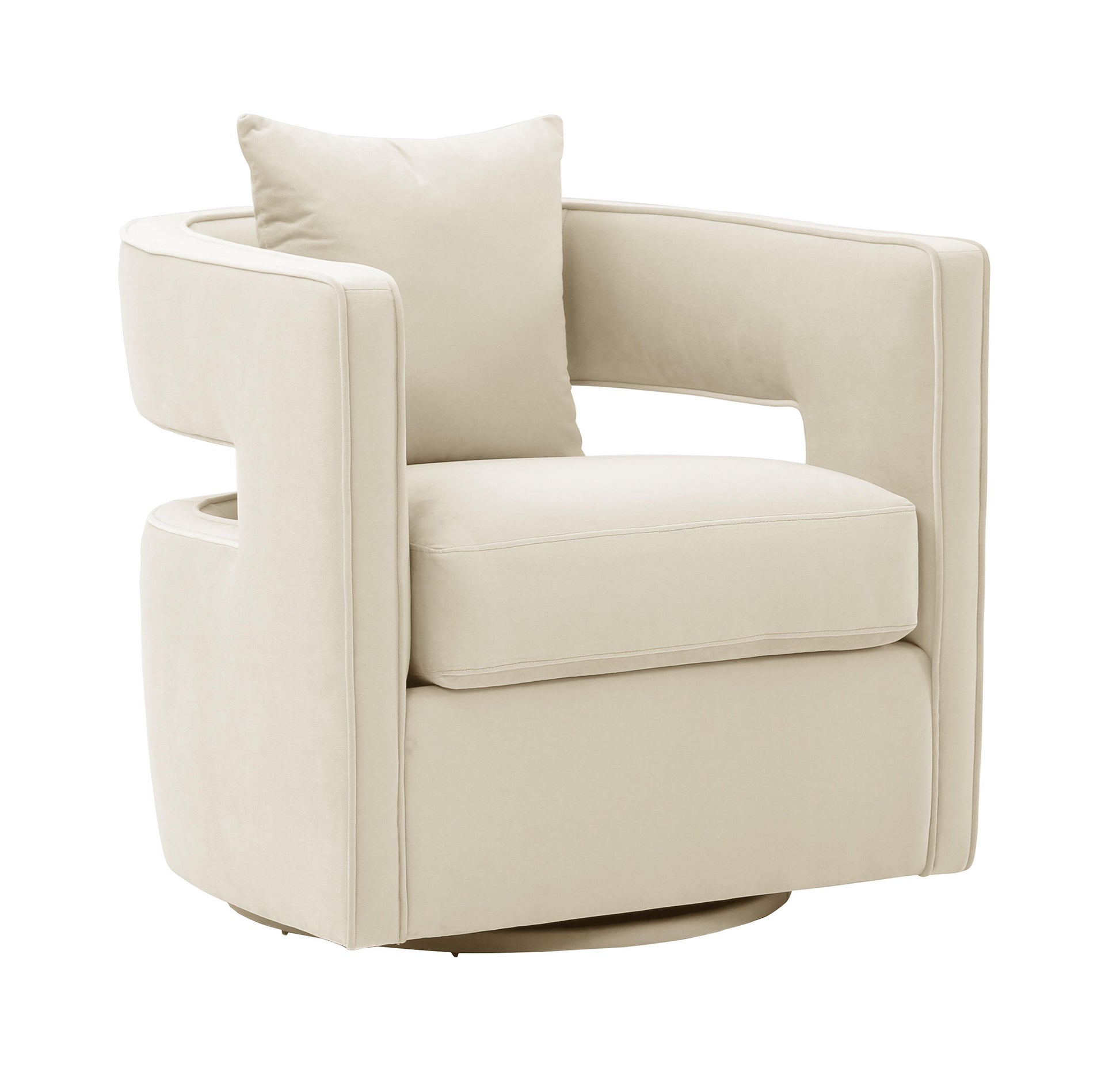 Kennedy Performance Velvet Swivel Accent Chair - Cream - Image 1