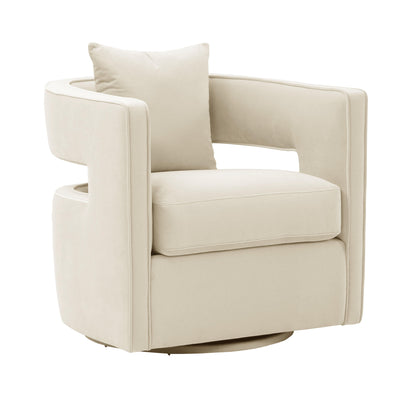 Kennedy Performance Velvet Swivel Accent Chair - Cream - Image 1