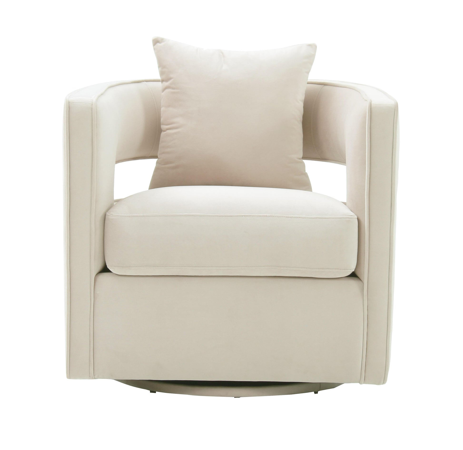Kennedy Performance Velvet Swivel Accent Chair - Cream - Image 3