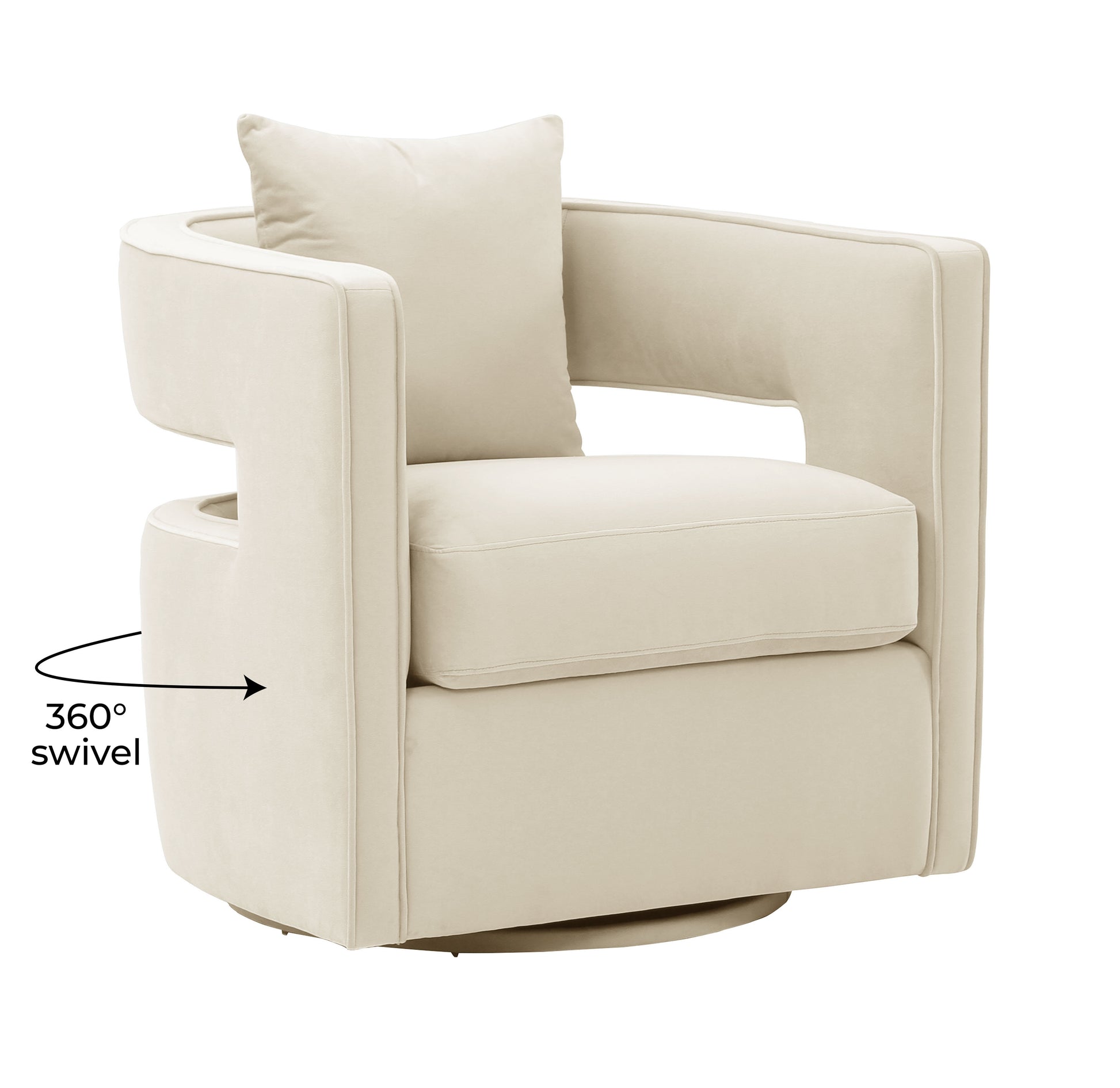 Kennedy Performance Velvet Swivel Accent Chair - Cream - Image 6