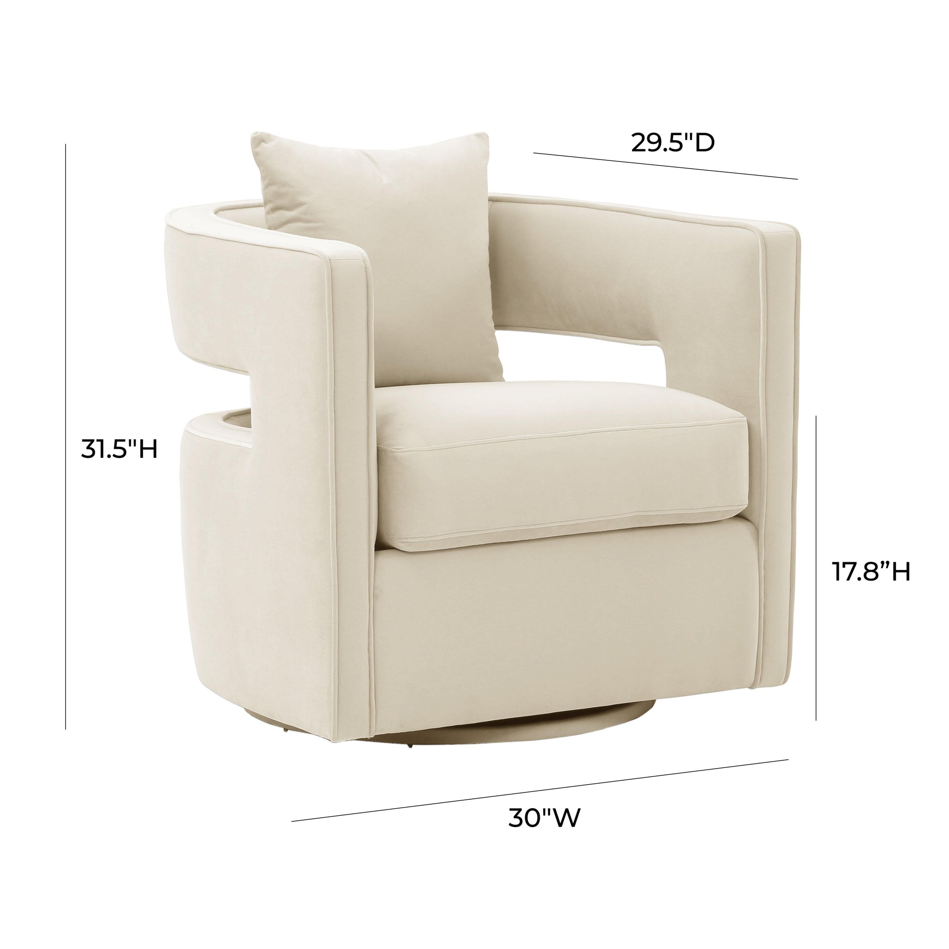 Kennedy Performance Velvet Swivel Accent Chair - Cream - Image 7