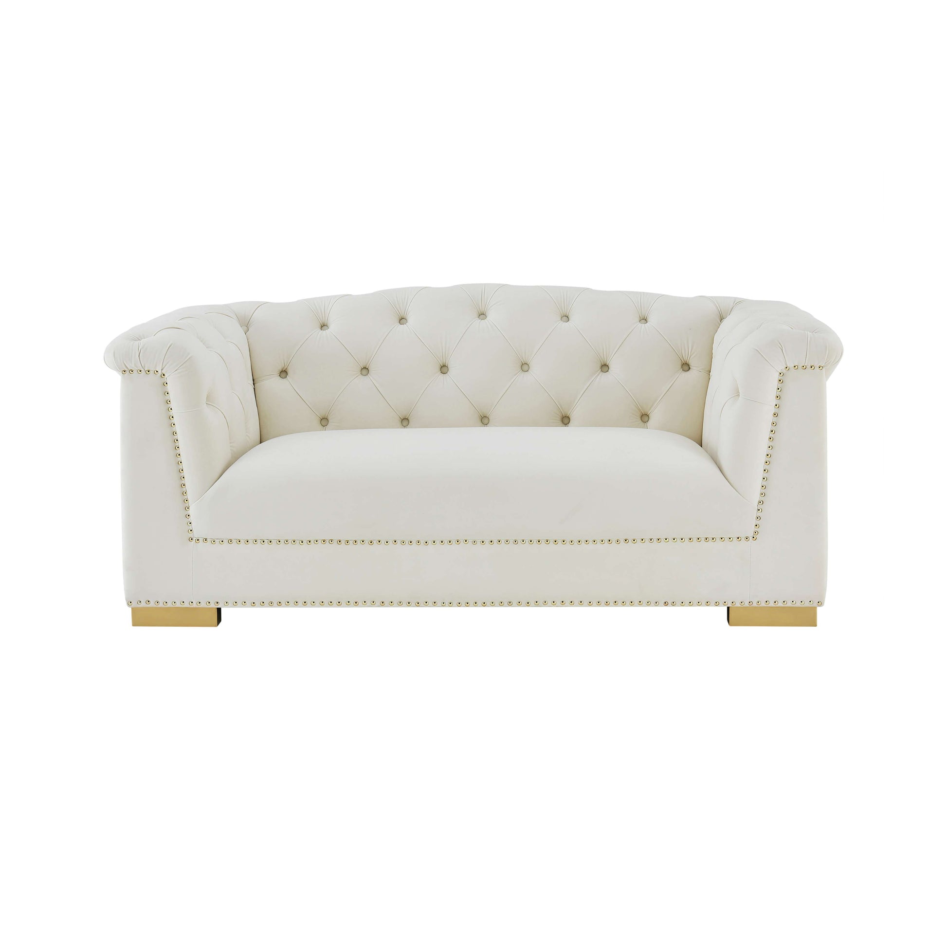 Farah 69" Performance Velvet Loveseat by Inspire Me! Home Decor - Cream - Image 1