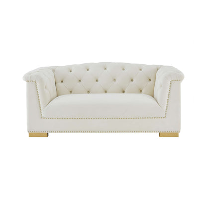 Farah 69" Performance Velvet Loveseat by Inspire Me! Home Decor - Cream - Image 1
