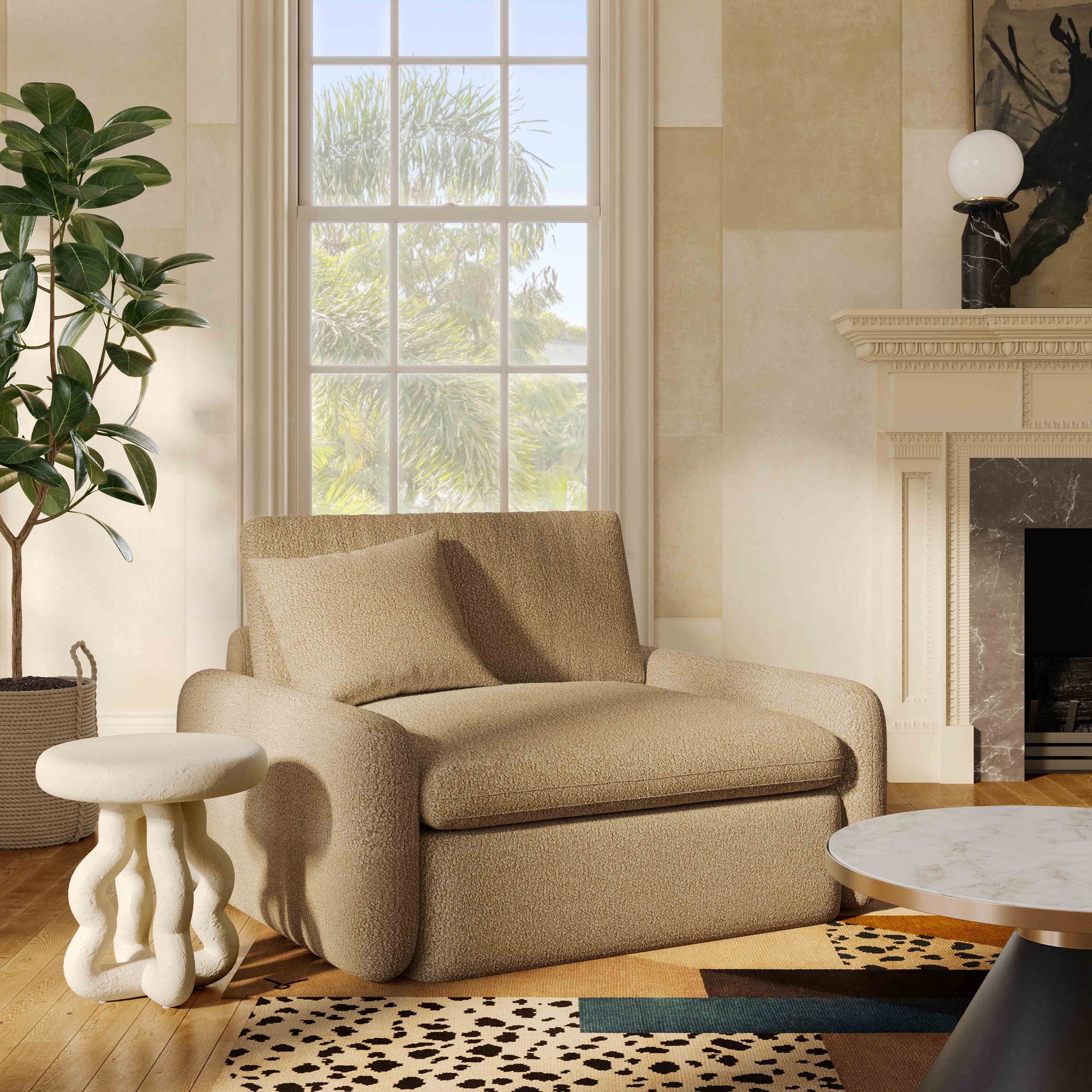 Rachelle Tan Boucle Lounge Chair | TOV Furniture