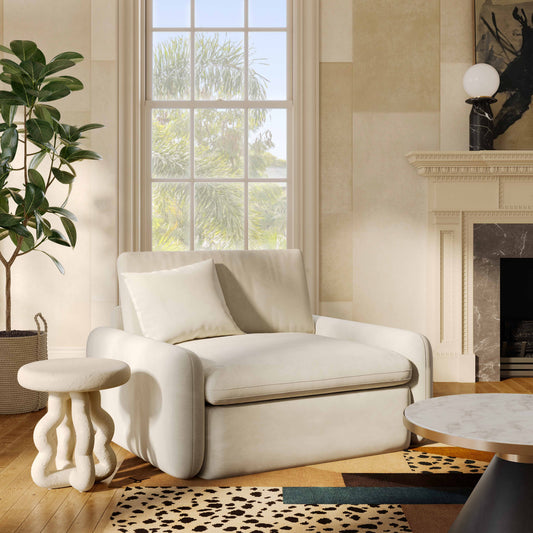 Rachelle Cream Performance Velvet Lounge Chair - Image 2