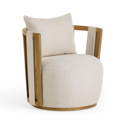 Paolo Textured Contract-Grade Weave Fabric Swivel Accent Chair - Image 1