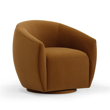 Jordan Performance Velvet Swivel Accent Chair - Cognac - Image 1