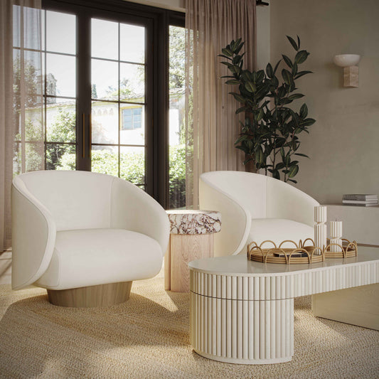 Presley Cream Performance Velvet Swivel Accent Chair - Image 2